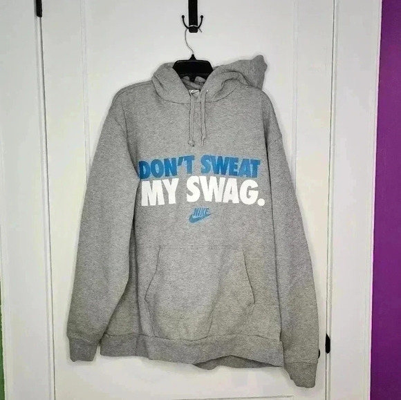 Nike Classic Heathered Gray DON'T SWEAT MY SWAG 3XL Hoodie Sweatshirt Logo - Picture 1 of 6
